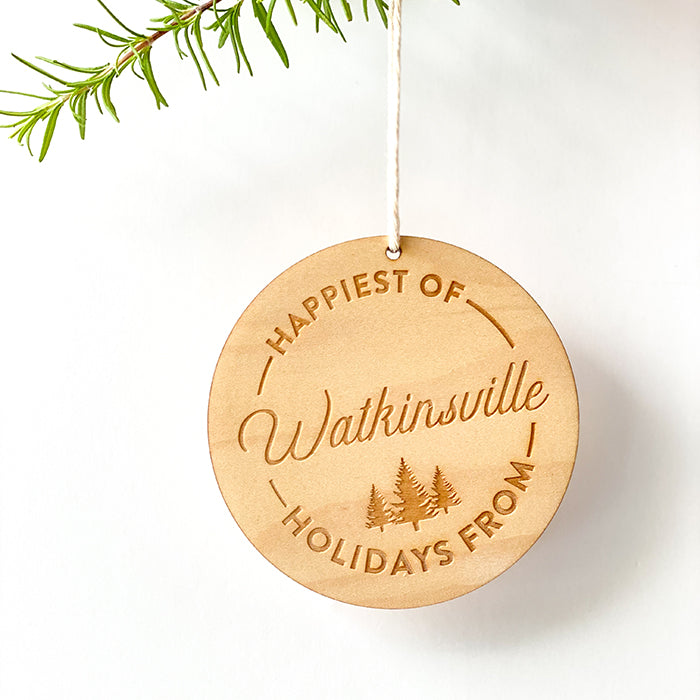 Happiest of Holidays Wooden Ornament