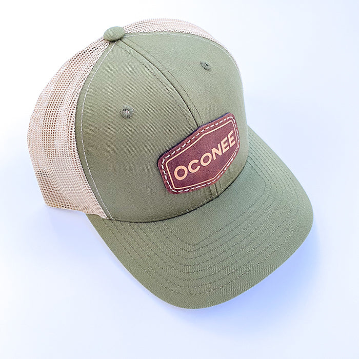 Oconee Leather Patch Hat - Army Green/Tan