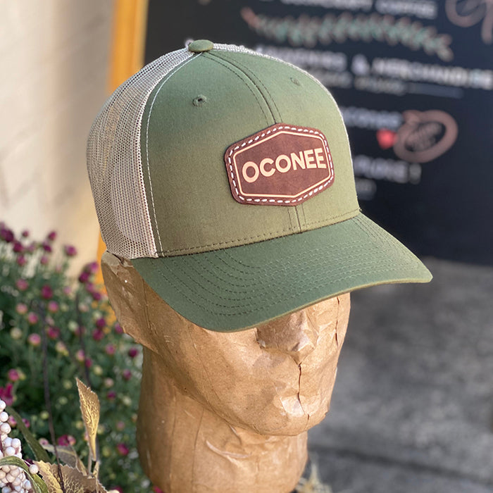 Oconee Leather Patch Hat - Army Green/Tan