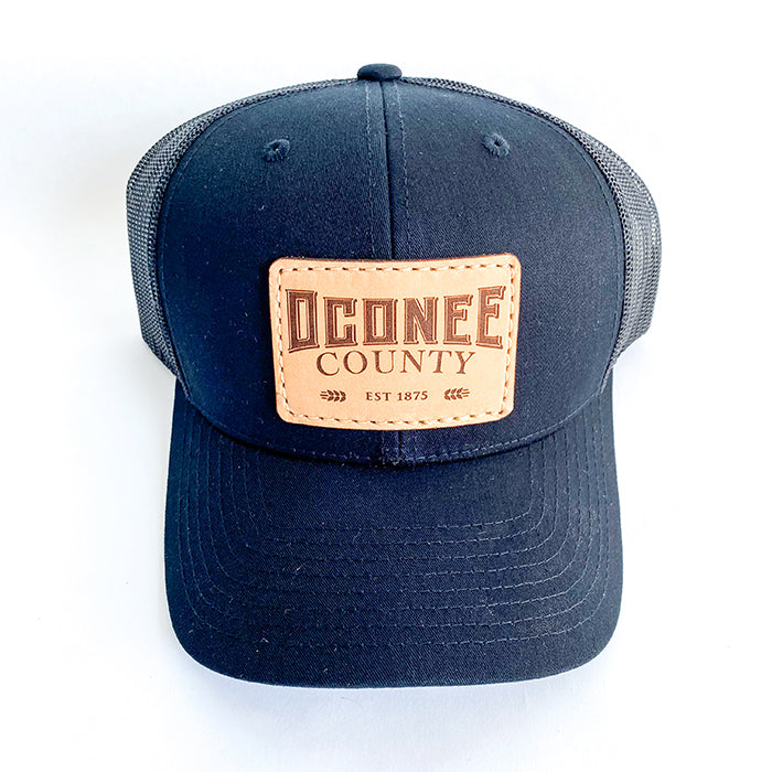 Oconee Leather Patch Hat - Black/Tan