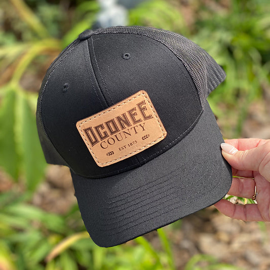 Oconee Leather Patch Hat - Black/Tan