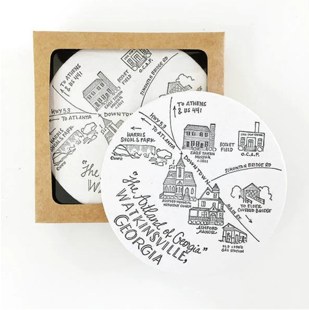 Watkinsville Letterpress Coasters